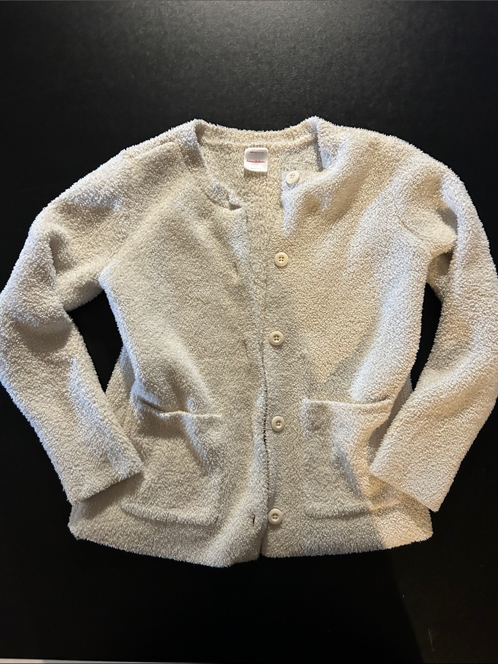 Hanna Anderson Cozy Ivory Fleece Button-Front Kids Jacket size girls 10